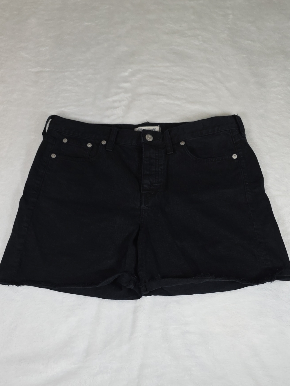 Madewell Black High-Rise Denim Button-Fly Shorts Size 28